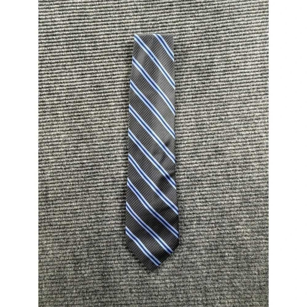 Pavone Vtg 90s Handmade Silk Tie Blue Gray Repp Stripe Art Necktie 4x57‎